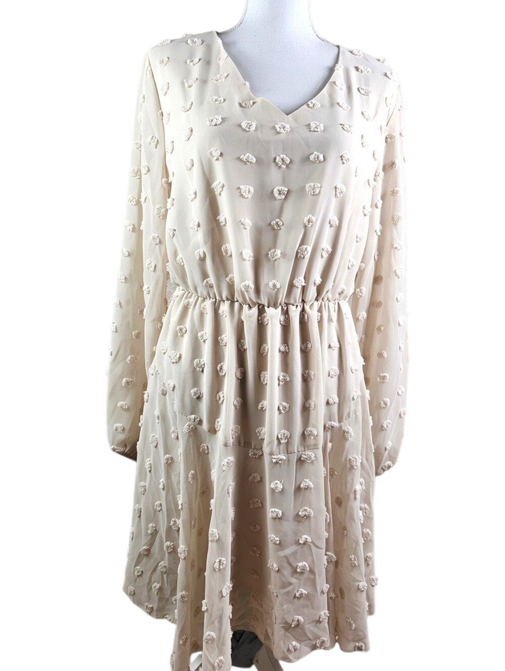 Kirundo Swiss Dot Semi Sheer Midi Dress In L